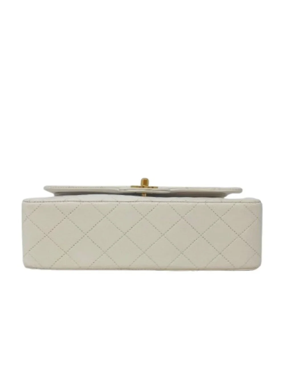 White Chanel Flap Bag Small Classic Flap White Lambskin Gold Hardware Vintage - Picture 4 of 15